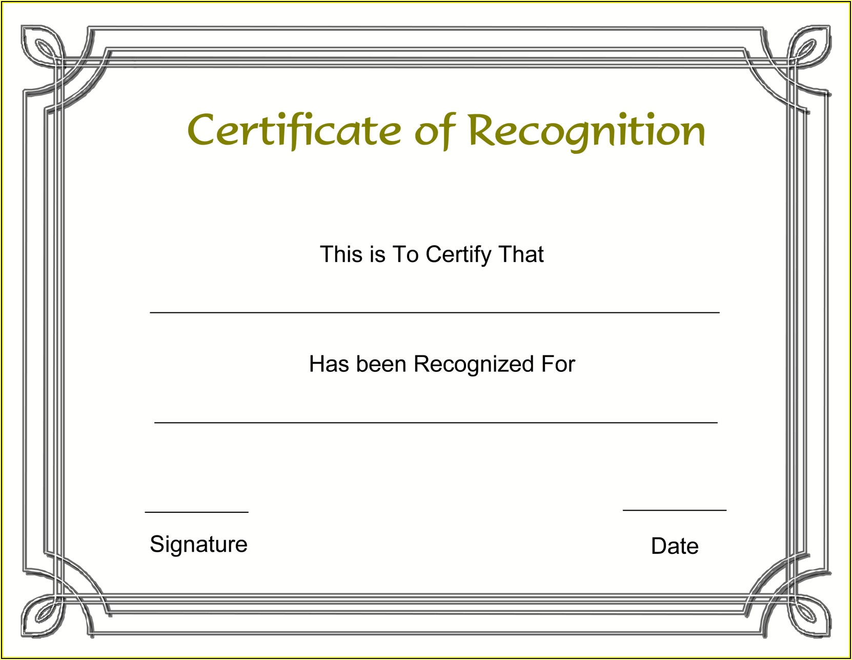 Employee Recognition Certificate Template Free