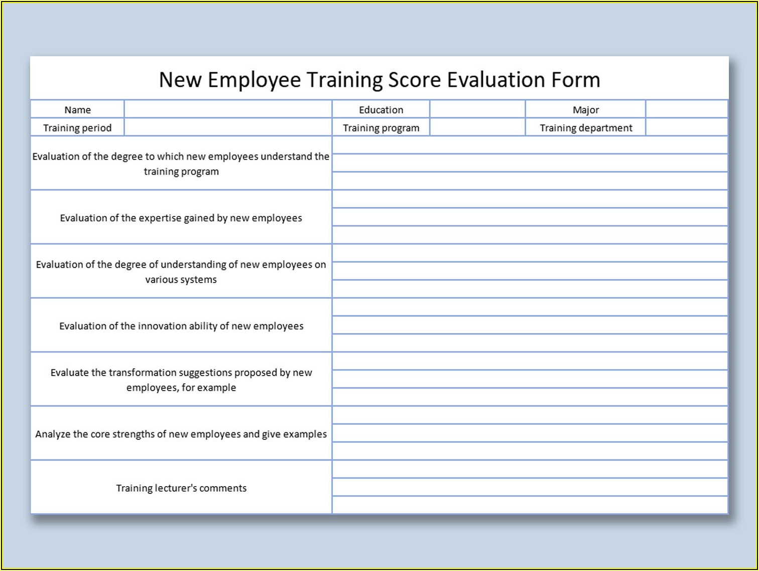 Employee Training Plan Template Excel Free Download