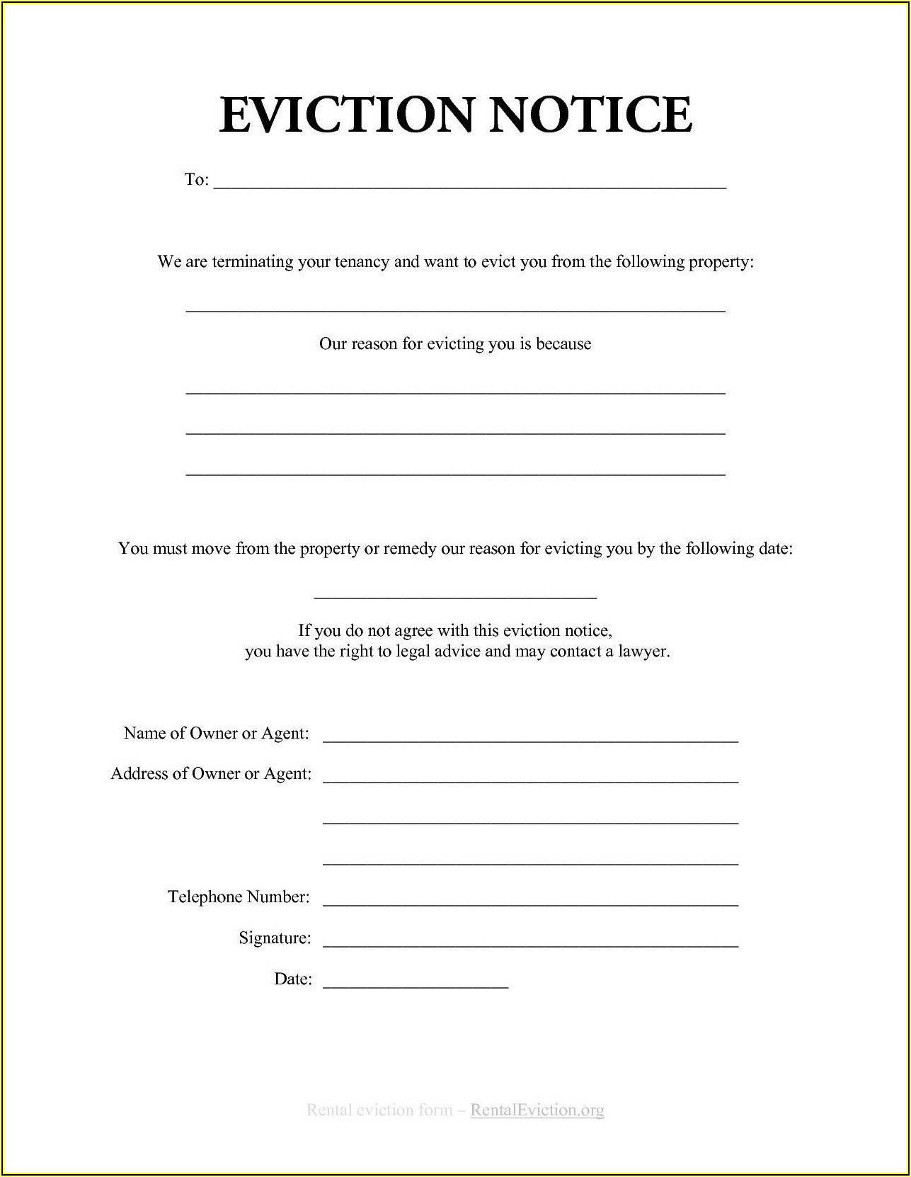 Eviction Notice Template Microsoft Word