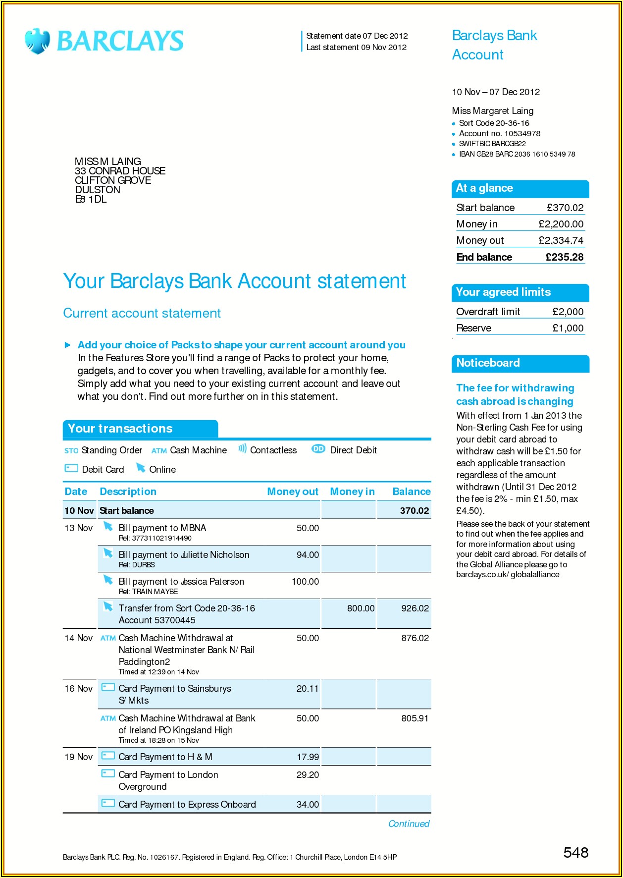 Fake Lloyds Bank Statement Template Download