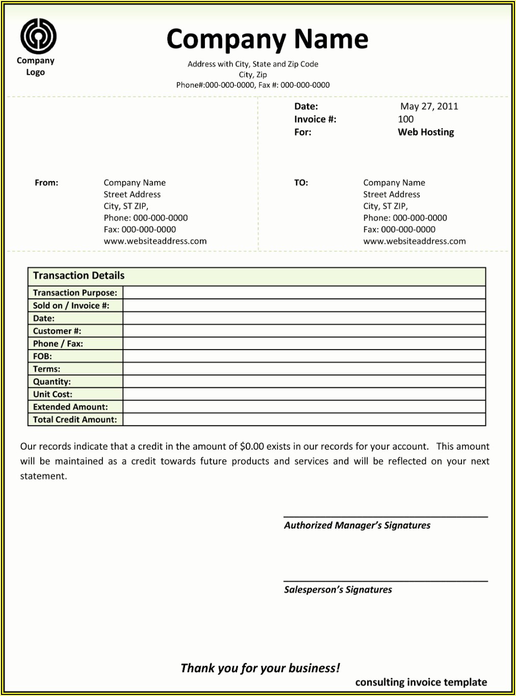 Free Consulting Invoice Template Word
