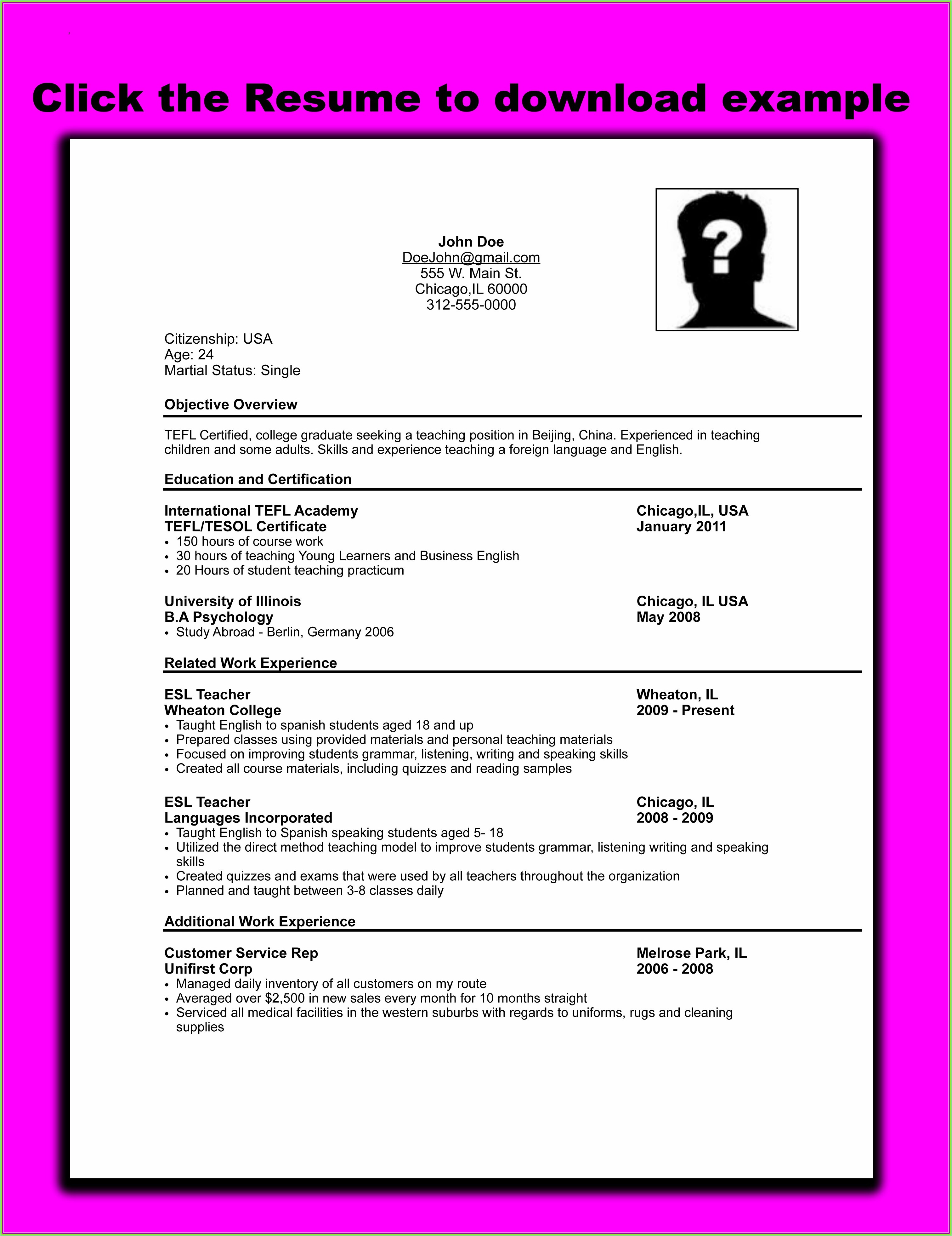 Resume Format Free Download For Lecturer Job