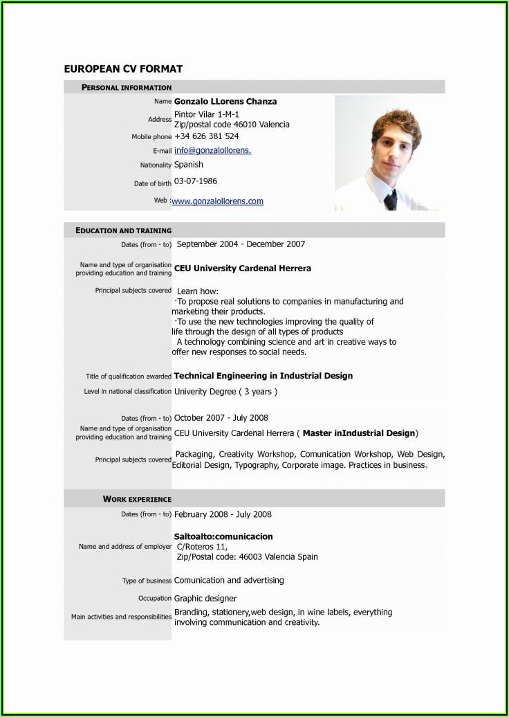 Resume Format Template Pdf Download