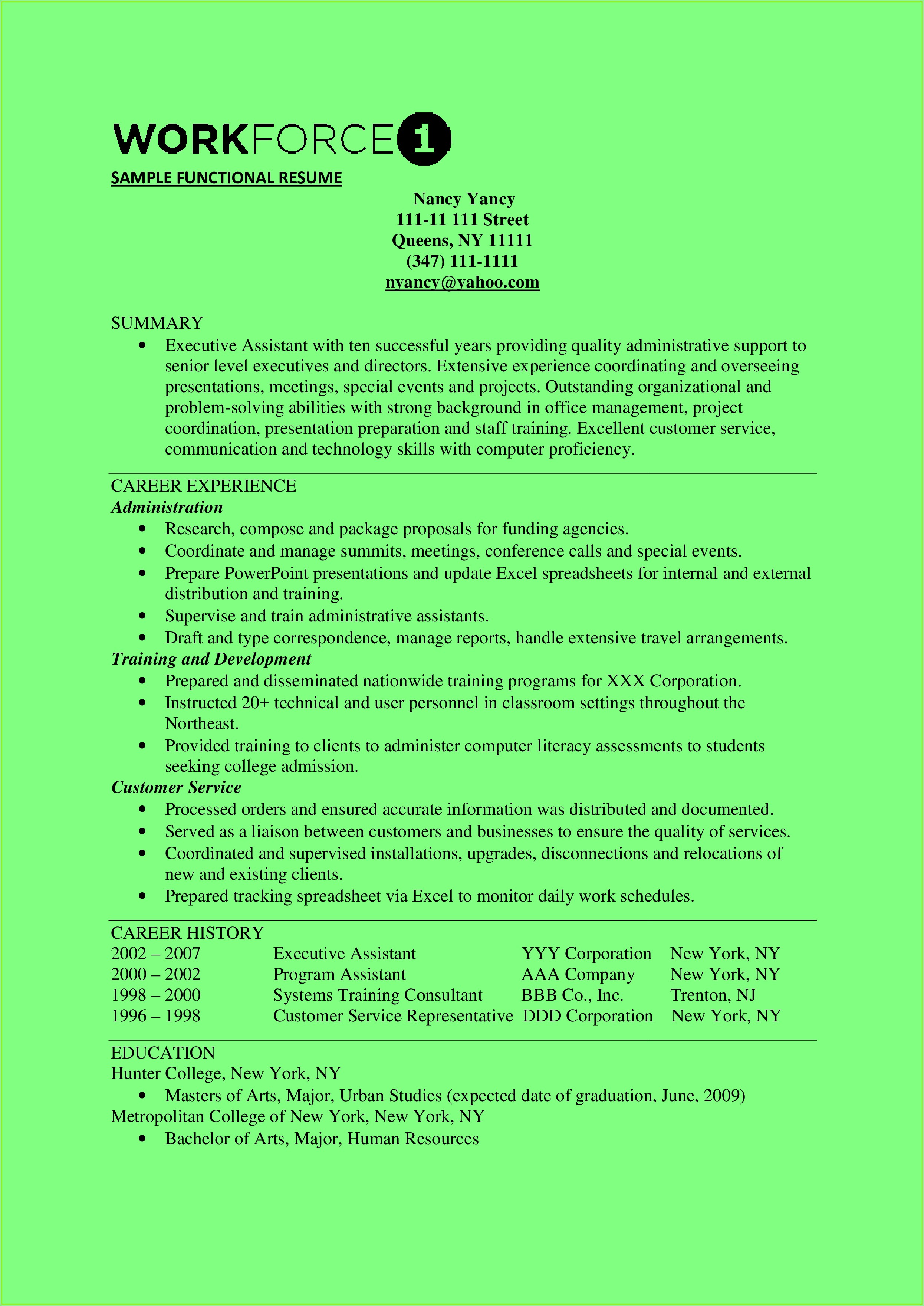 Resume Templates Executive Assistant