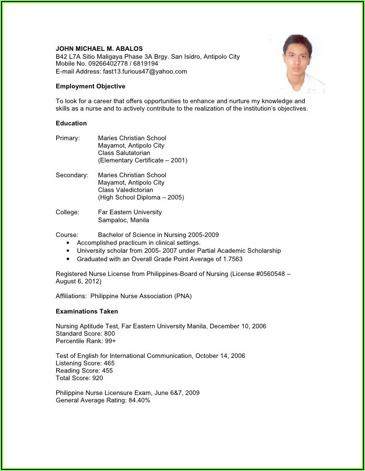 Sample Resume Cover Letter For Nursing Position