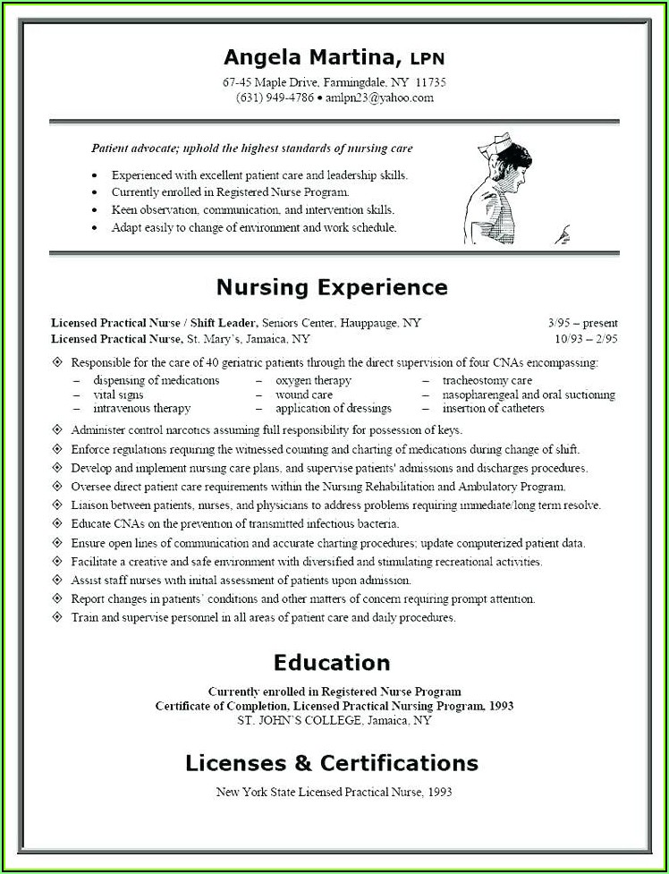 Sample Resume For Nurse With Experience Word Format