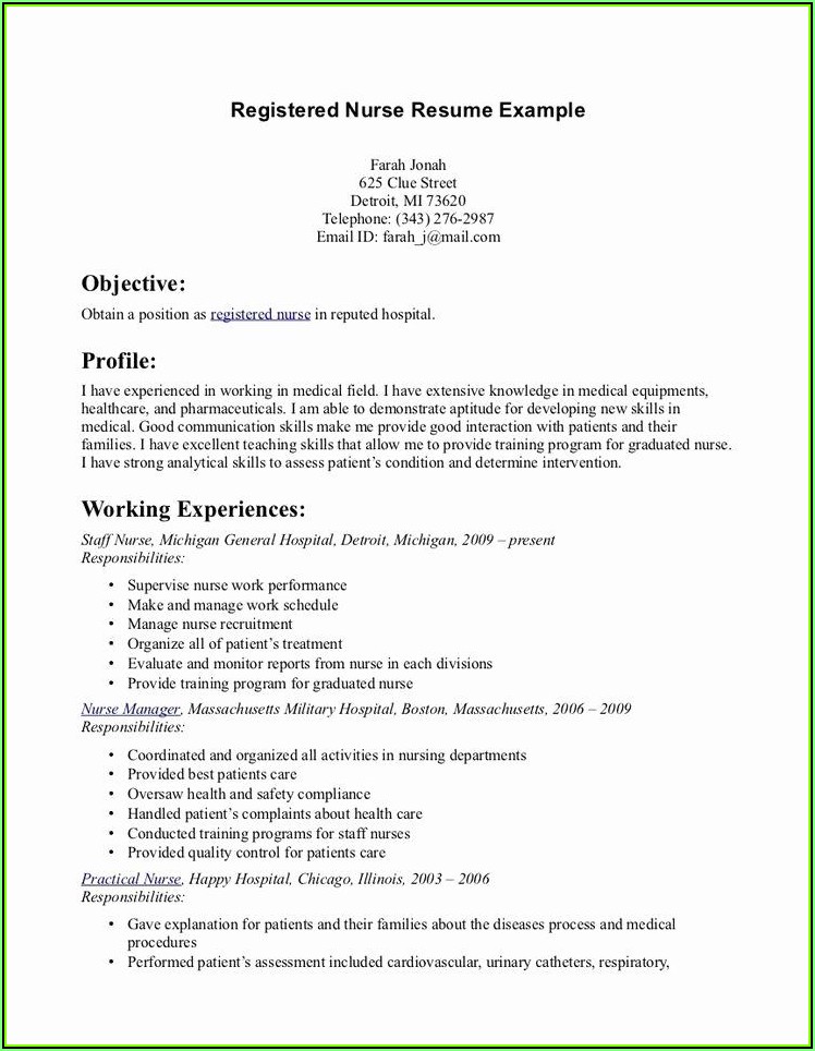 Sample Resume For Nurses With Experience Doc