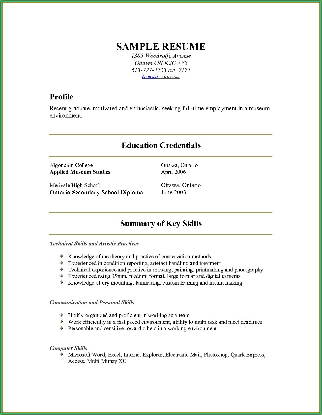 Show Resume Examples