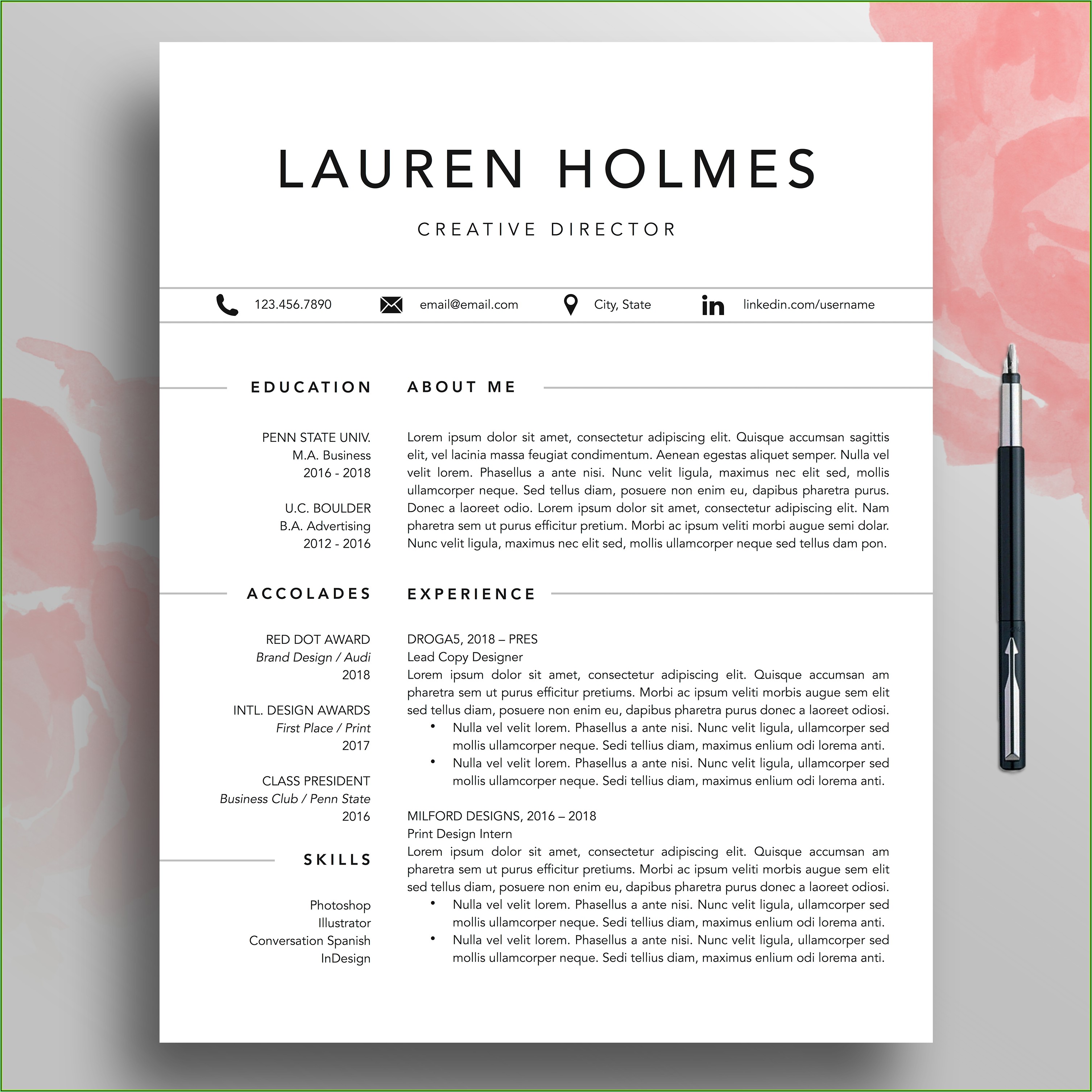 Simple Easy To Read Resume