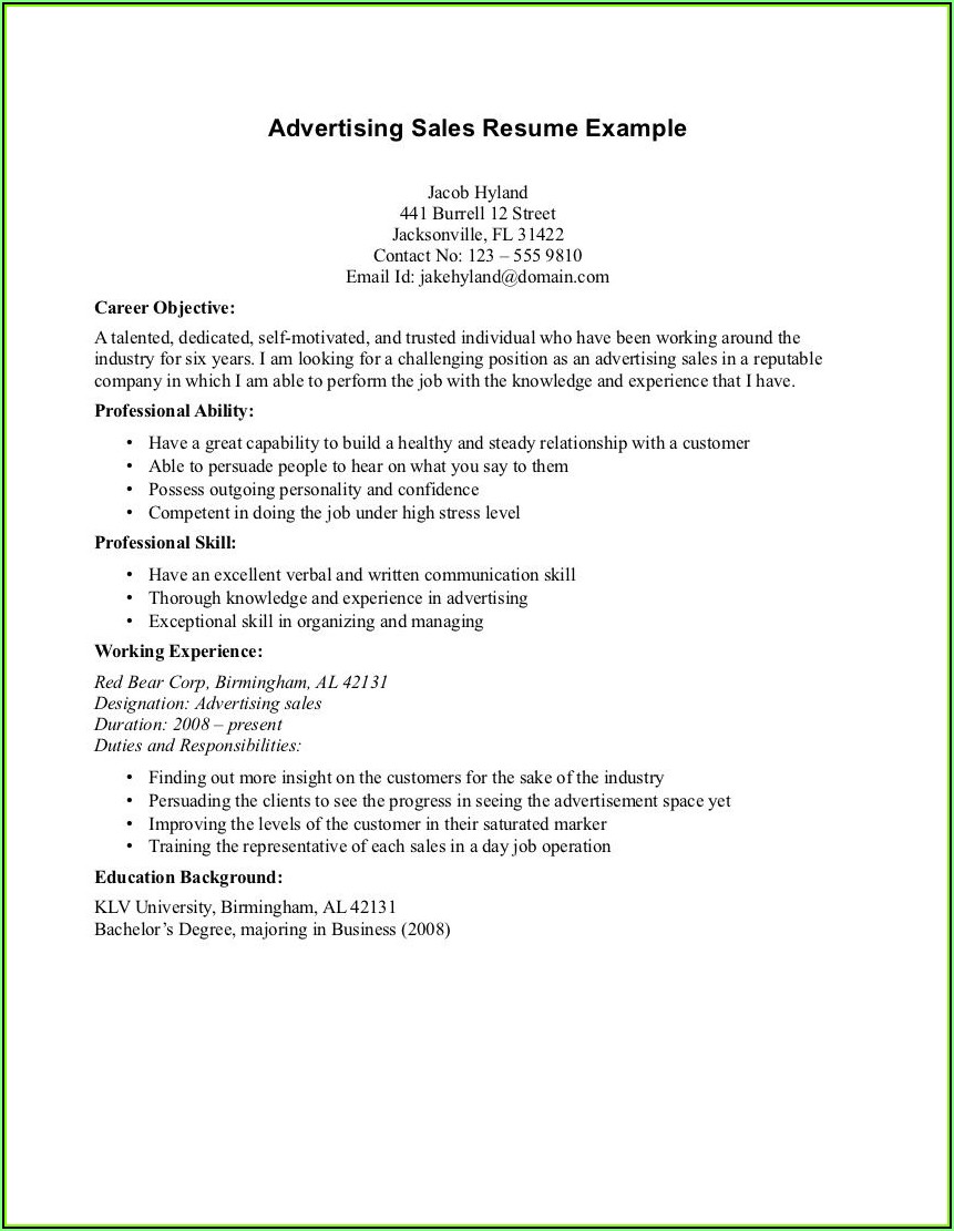 Writing A Good Sales Resume