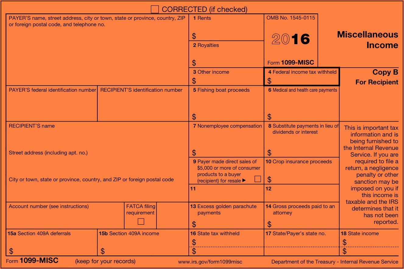 1099 Misc Form Other Income