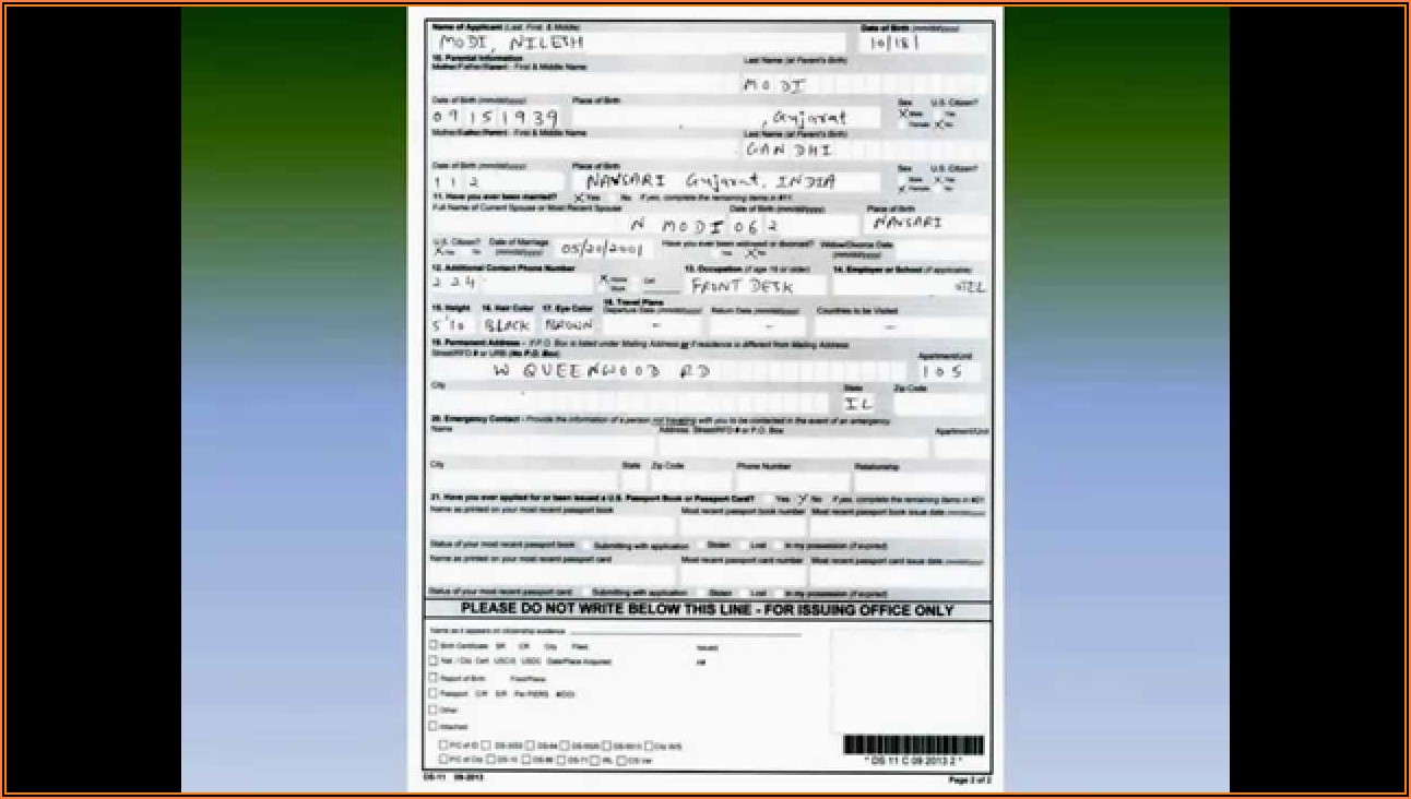 American Passport Renewal Application Form