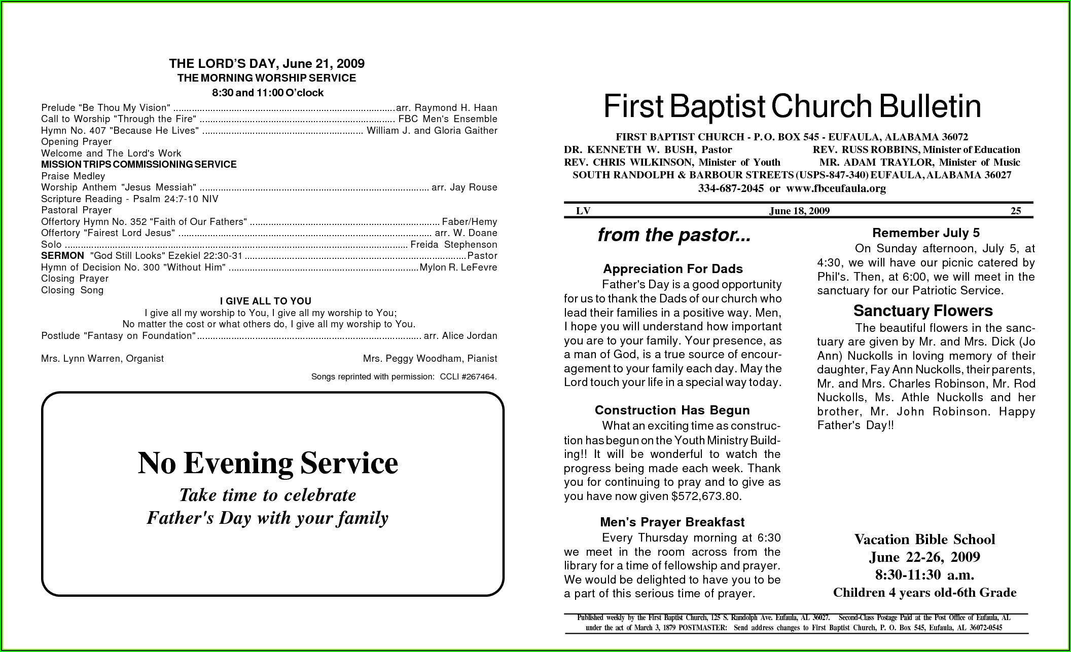 Baptist Church Program Templates