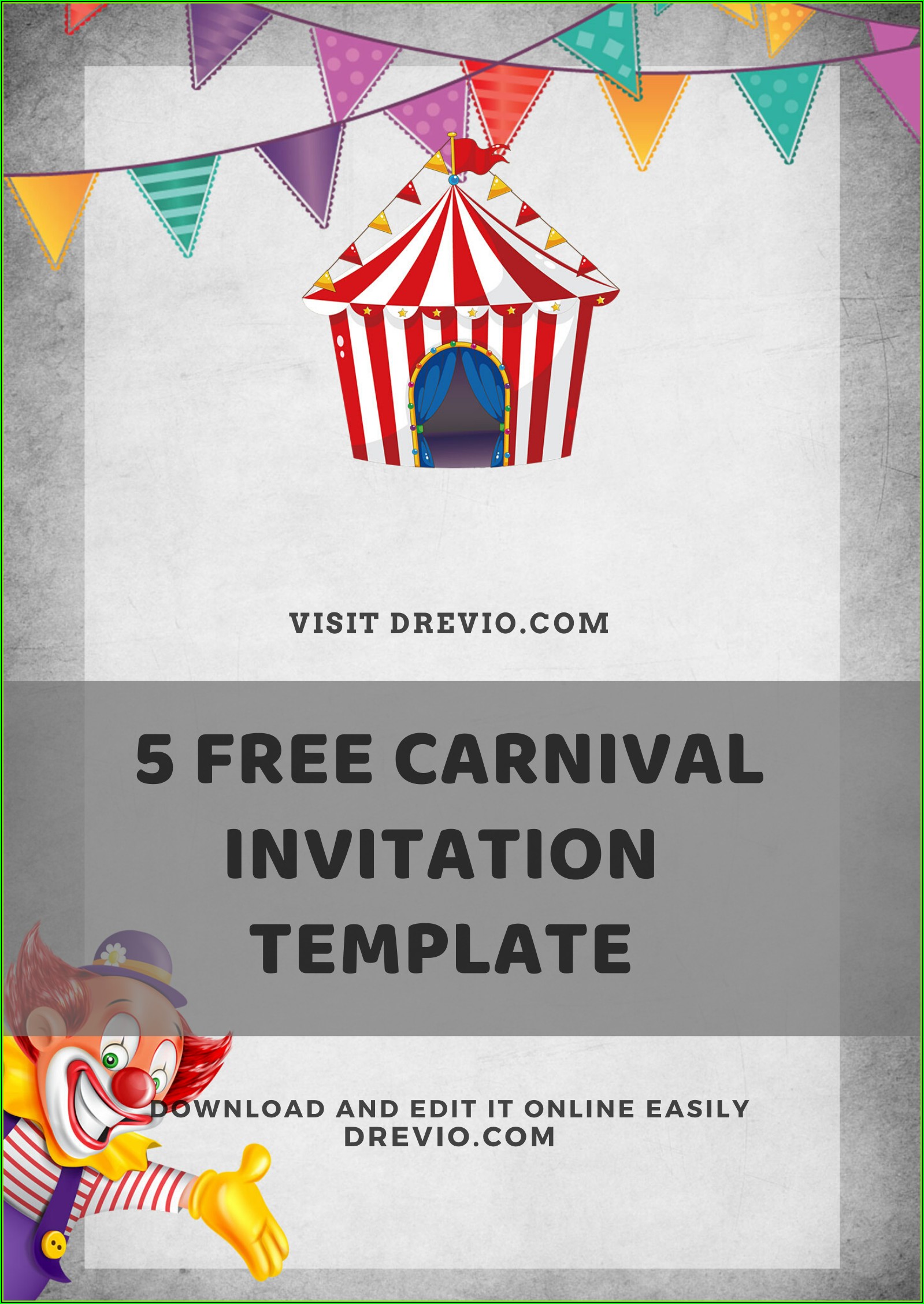 Carnival Themed Birthday Party Invitation Templates Free