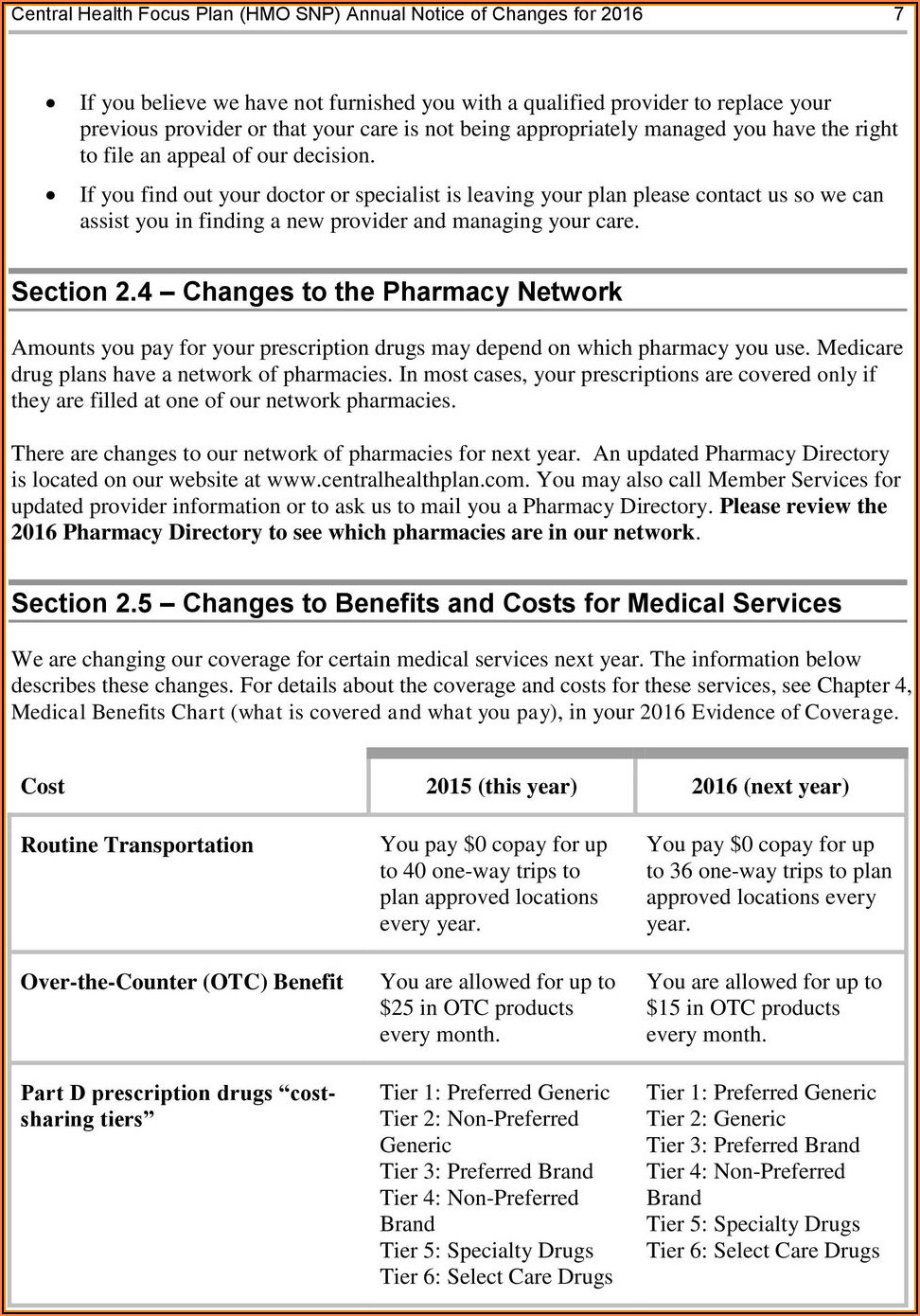 Central Health Medicare Plan Otc Order Form