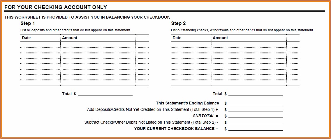 Checkbook Balance Form