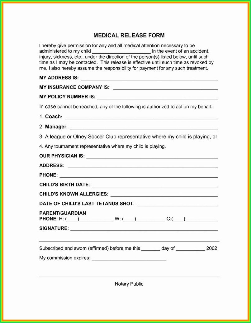 Child Medical Consent Letter Template
