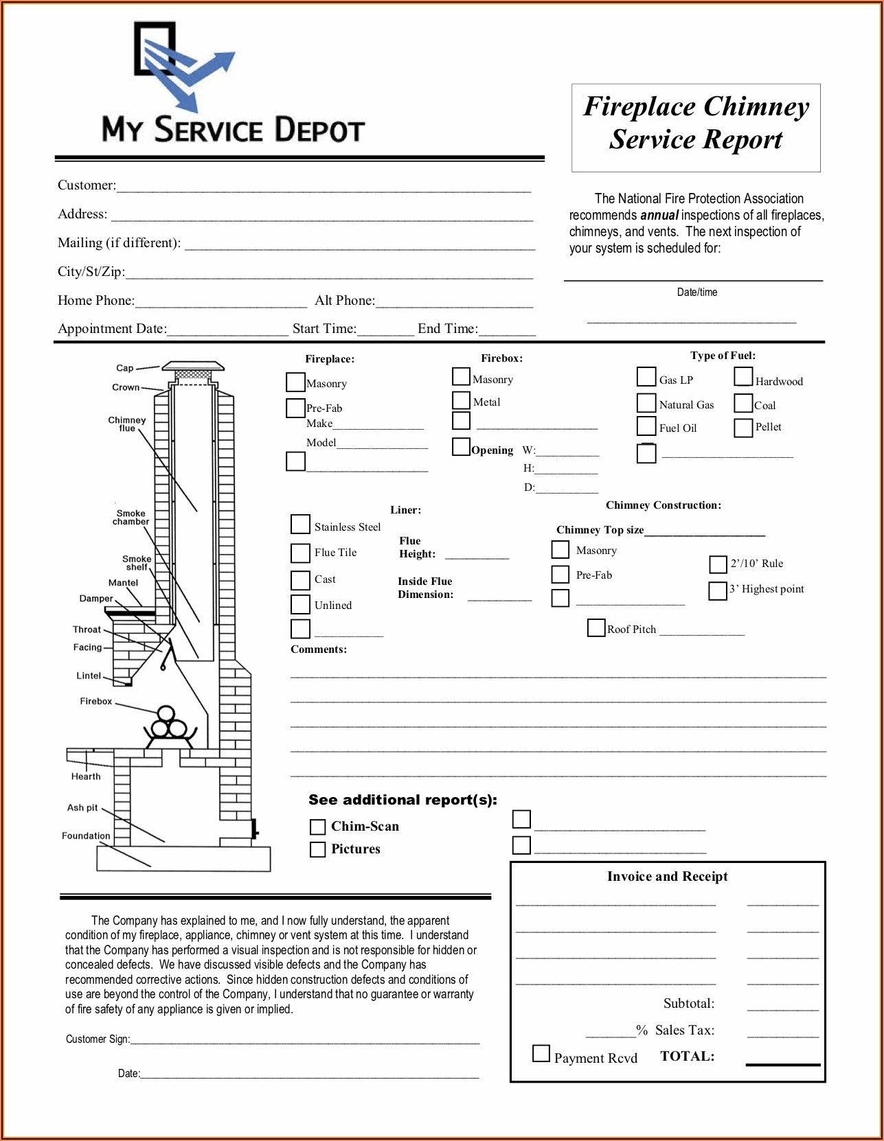 Chimney Inspection Report Form