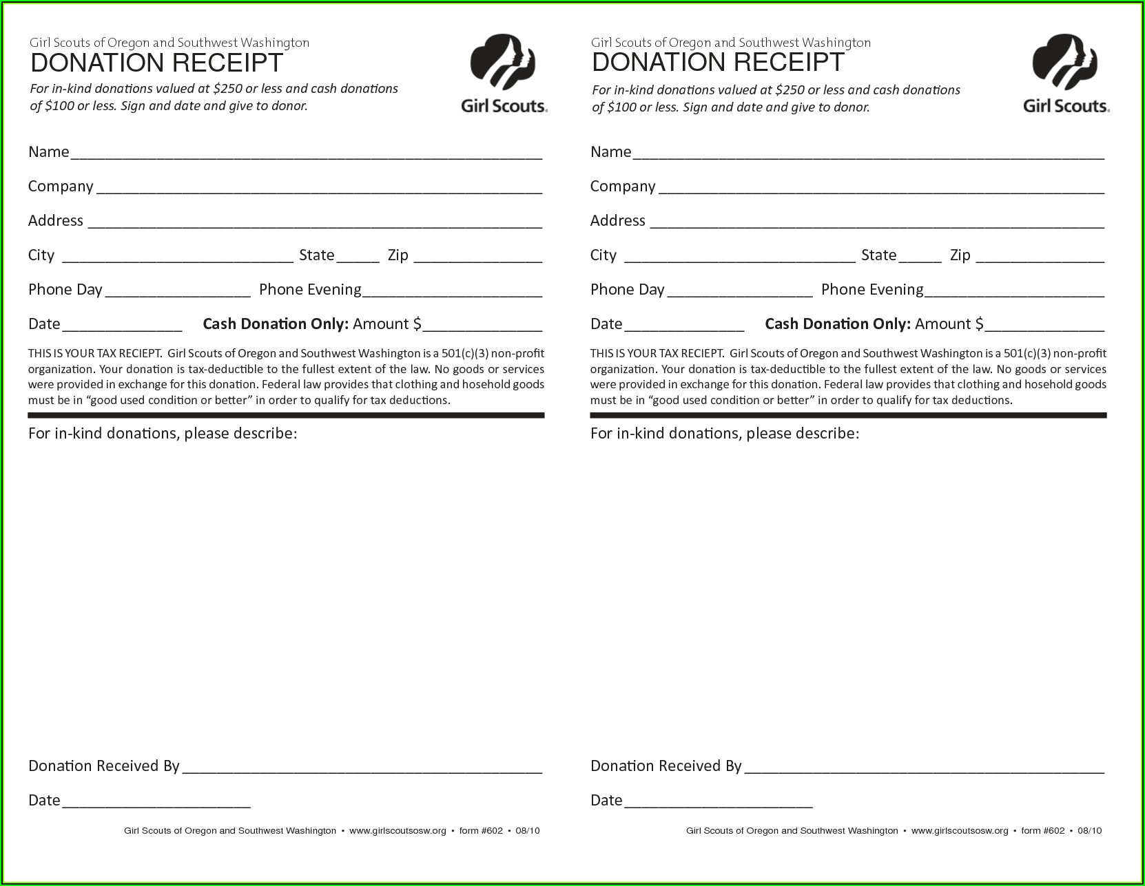 Church Receipts For Donations Template