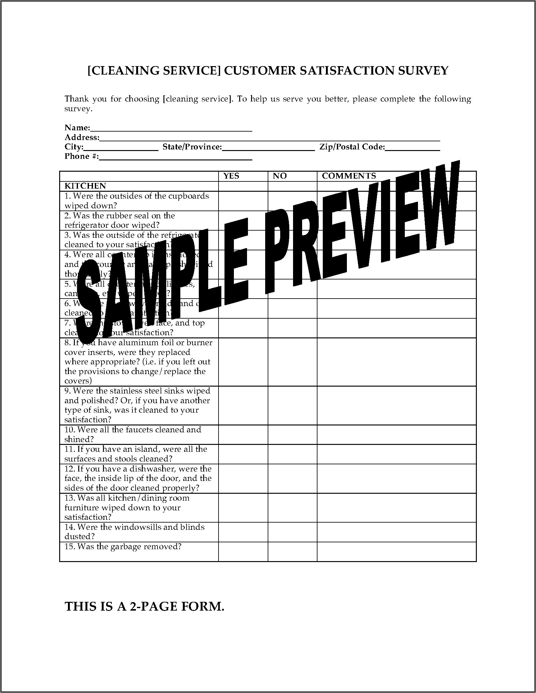 Cleaning Business Forms Templates