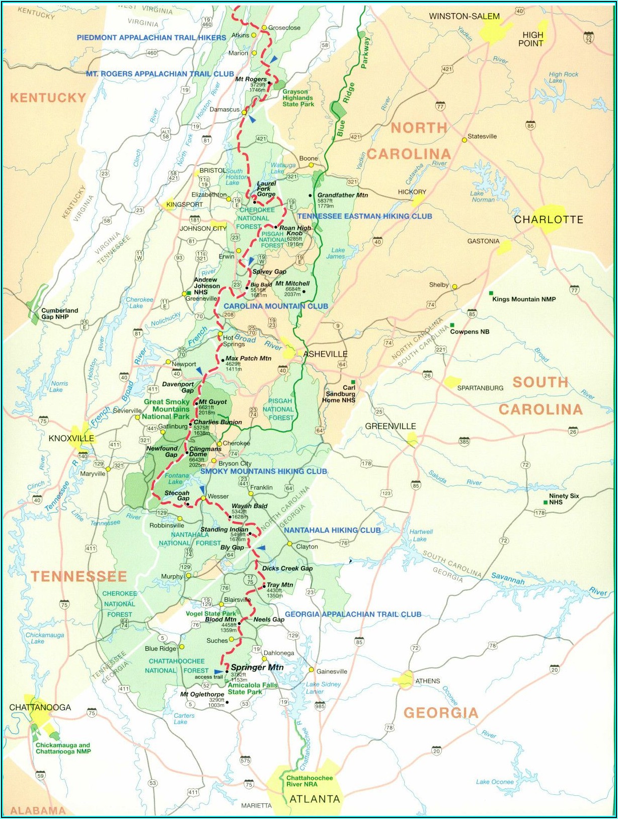Detailed Appalachian Trail Map