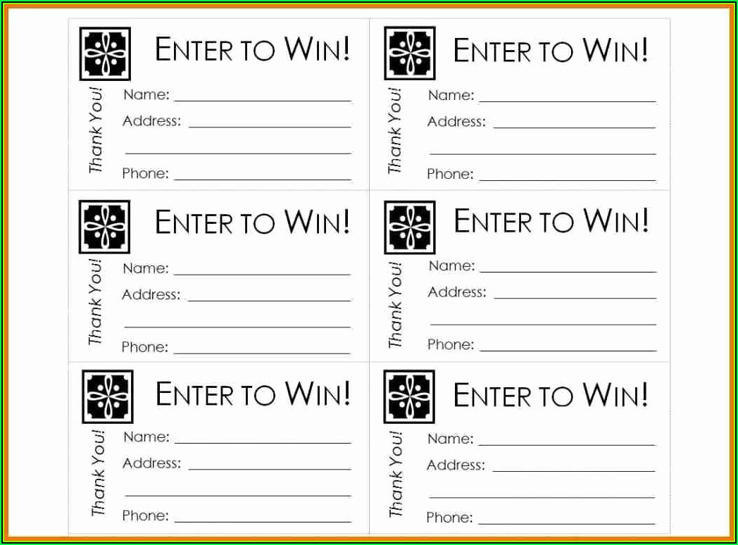 Drawing Entry Ticket Template