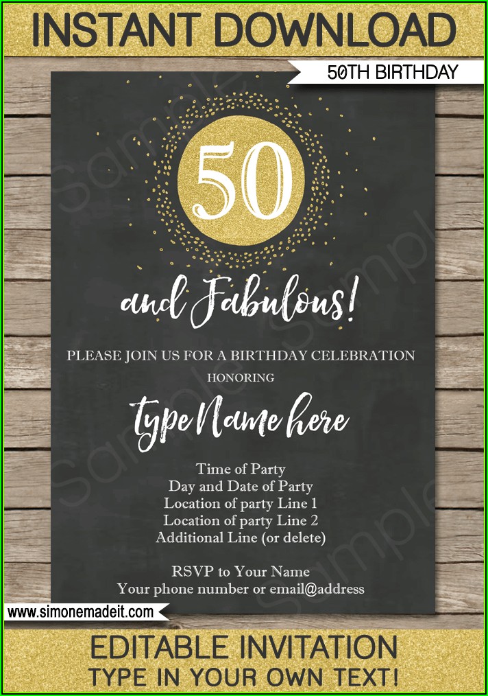 Editable 50th Birthday Invitation Templates Free