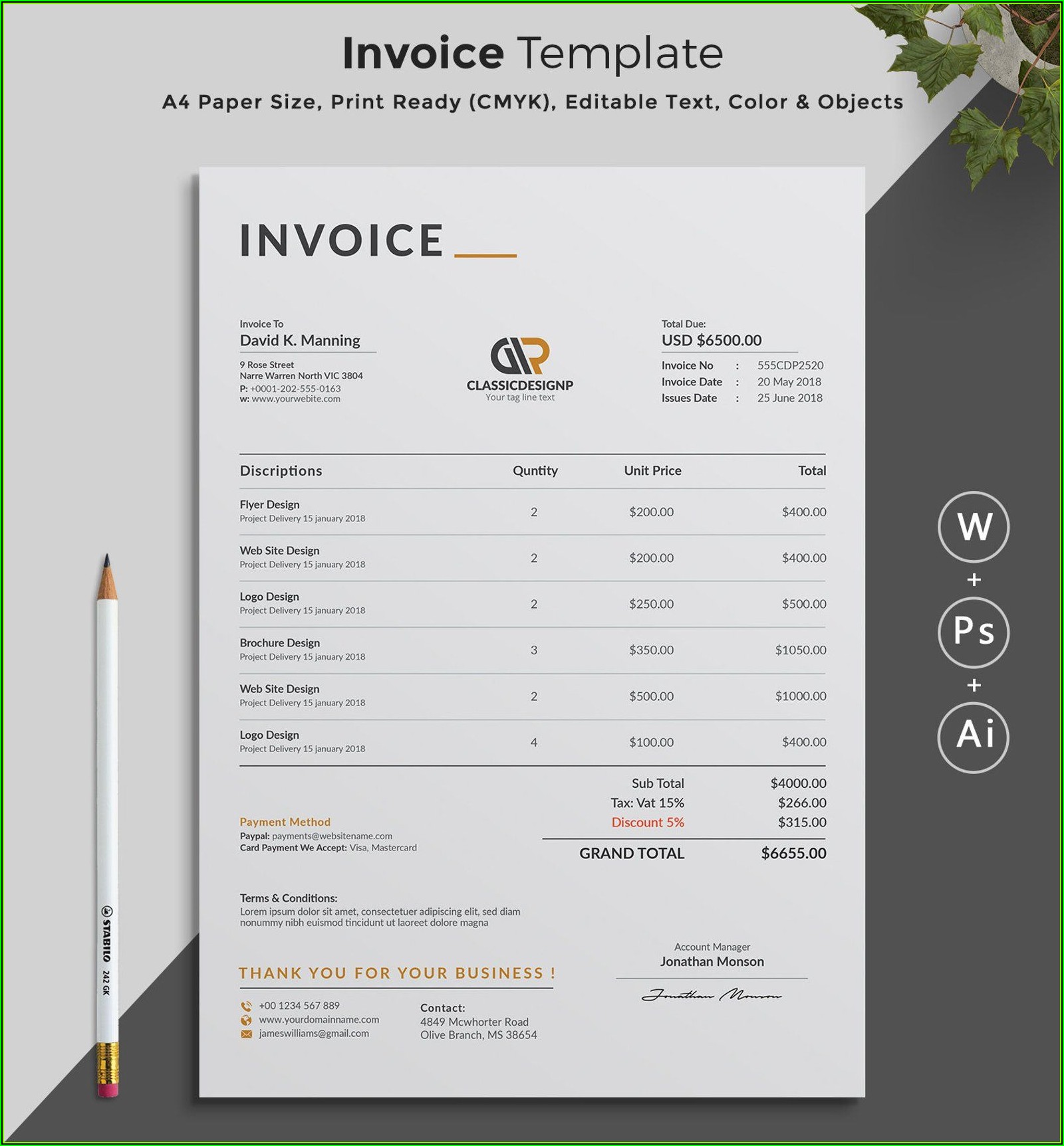 Estimate Invoice Template Word