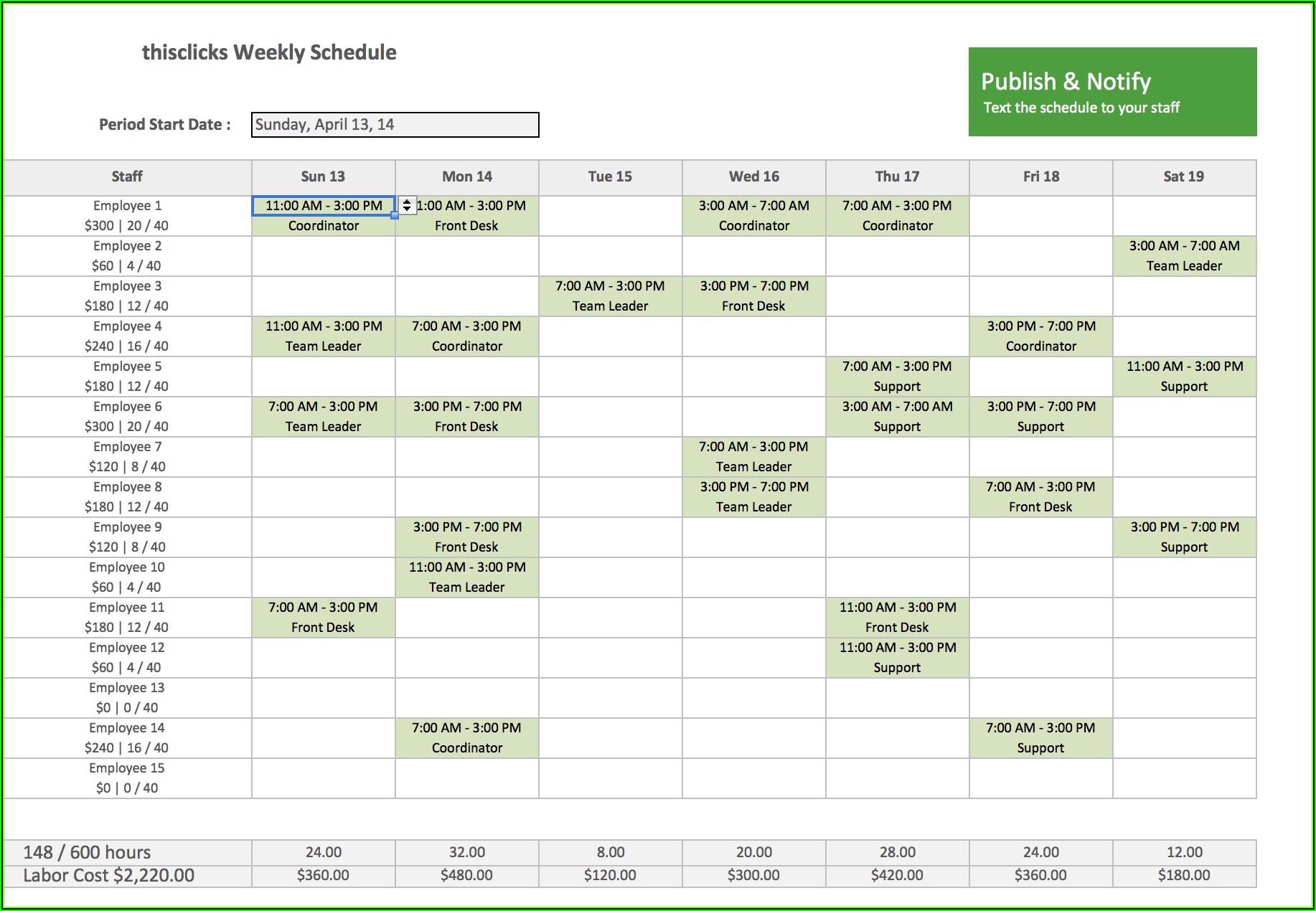 Excel Templates For Staff Scheduling