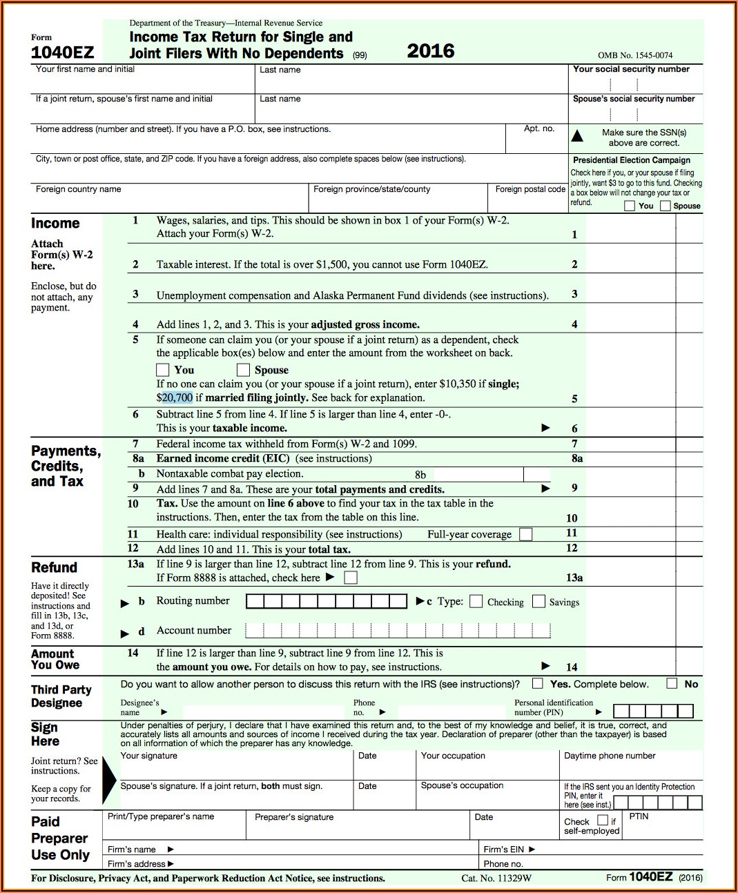 Ez Tax Forms For 2016