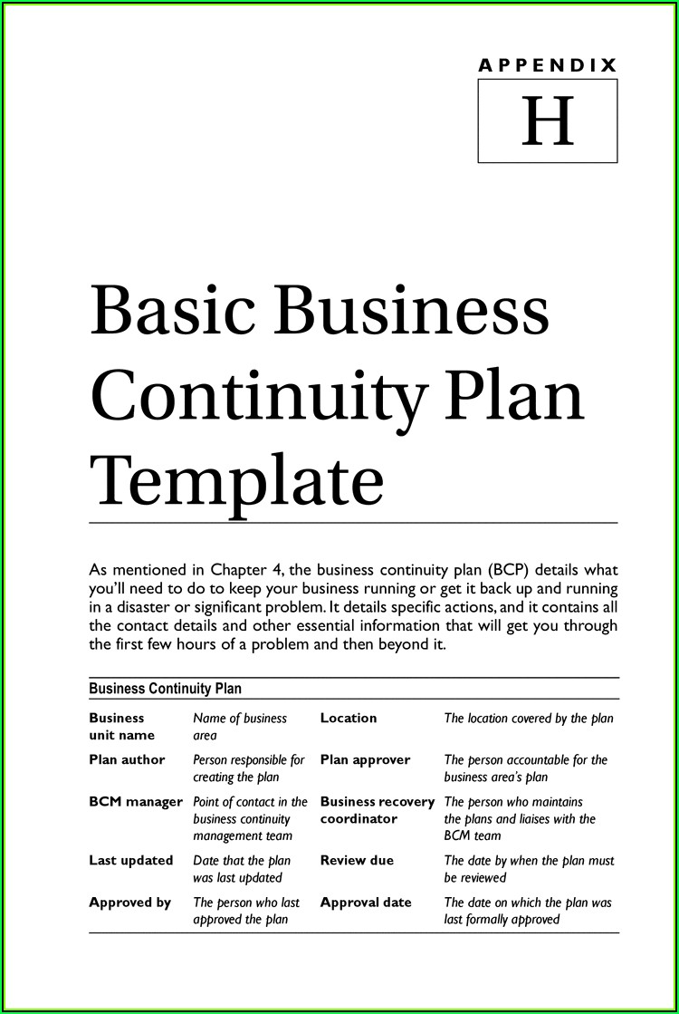 Fema Small Business Continuity Plan Template