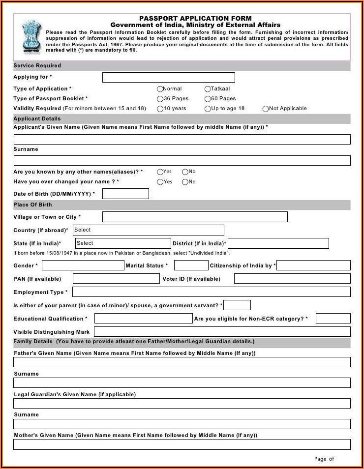 Fillable Application Form