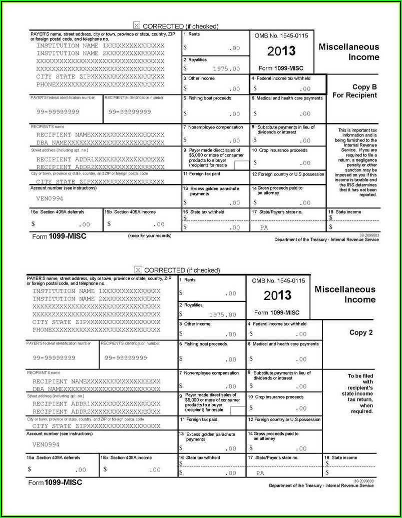 Form 1099 Template 2018