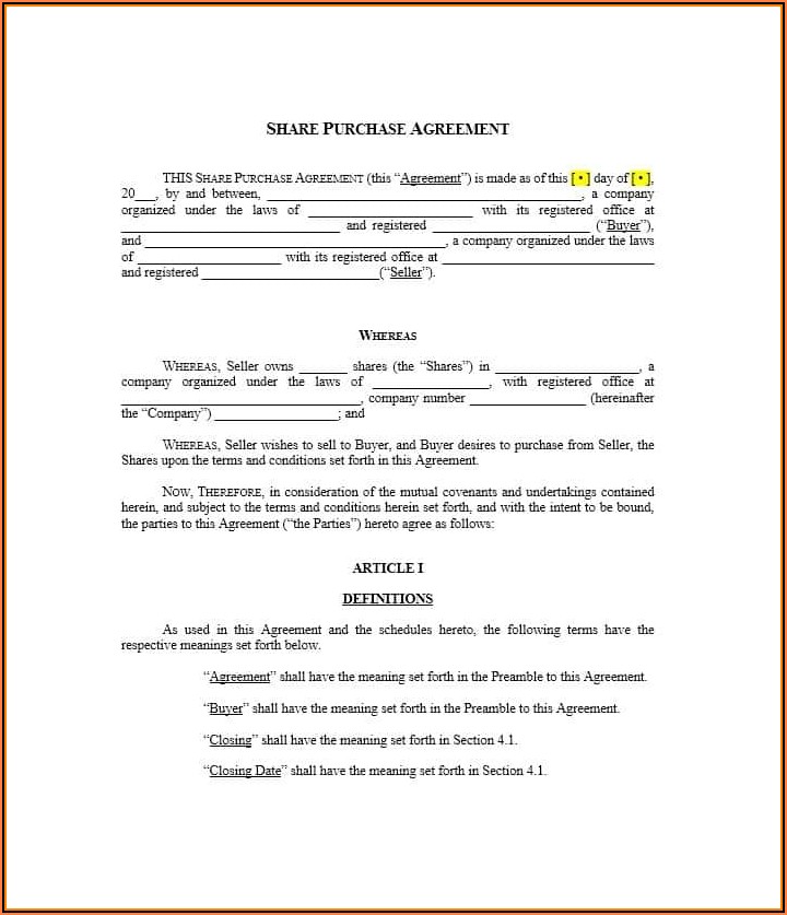 Free Blank Purchase Agreement Form Indiana