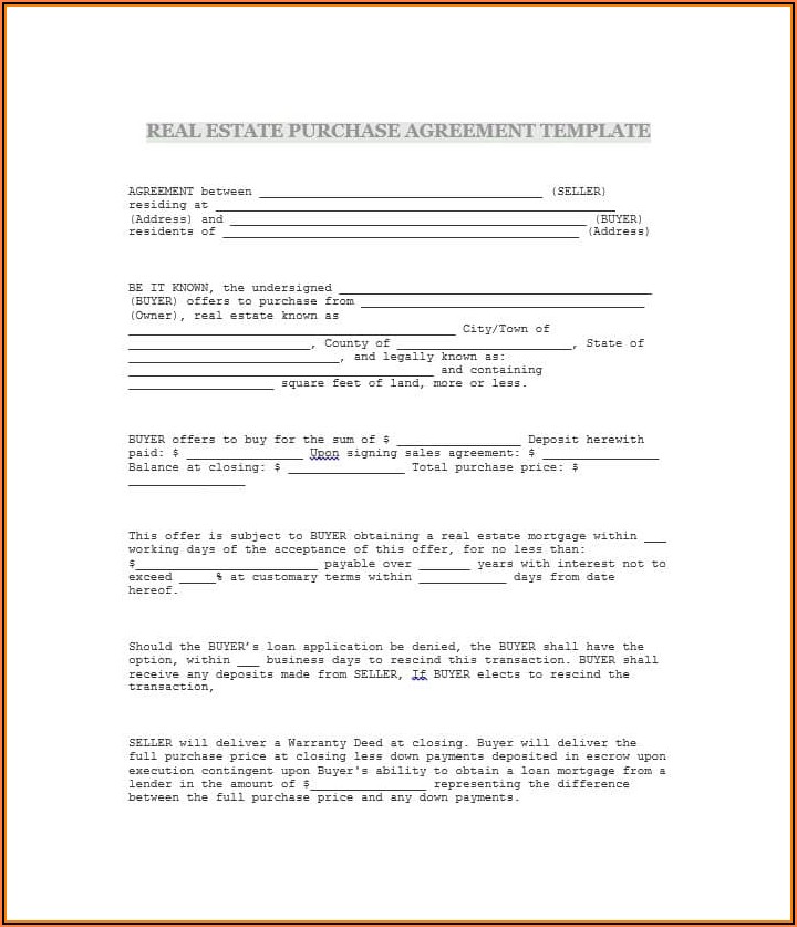 Free Blank Purchase Agreement Form
