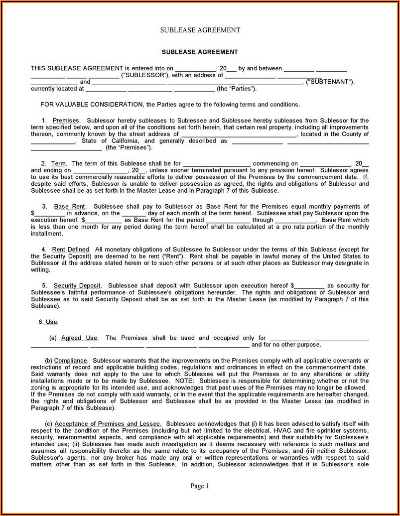 Free California Residential Lease Agreement Form