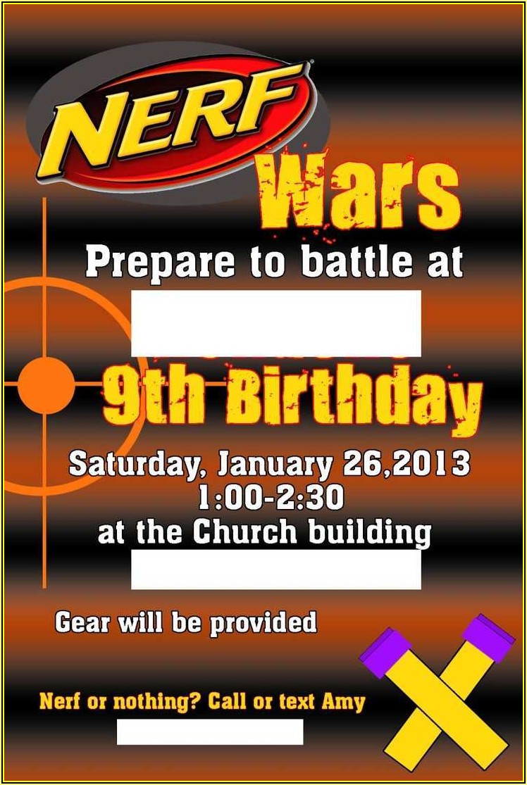 Free Nerf Birthday Invitation Template