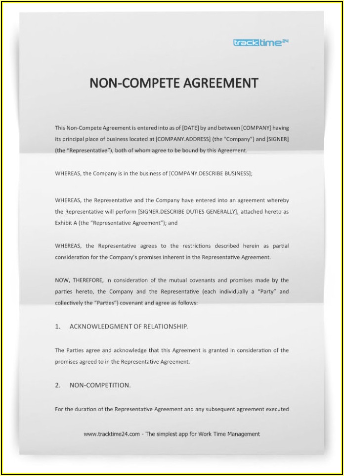 Free Non Compete Agreement Template Word