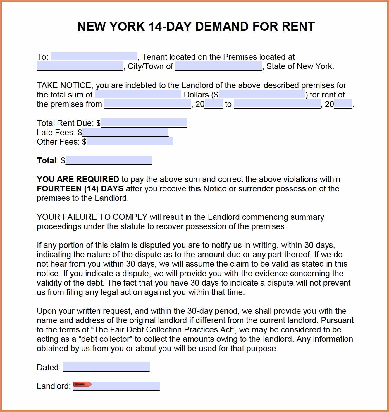 Free Nys Eviction Notice Form