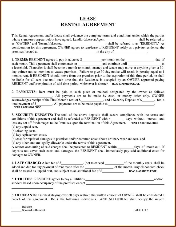 Free Residential Lease Agreement Form Pdf