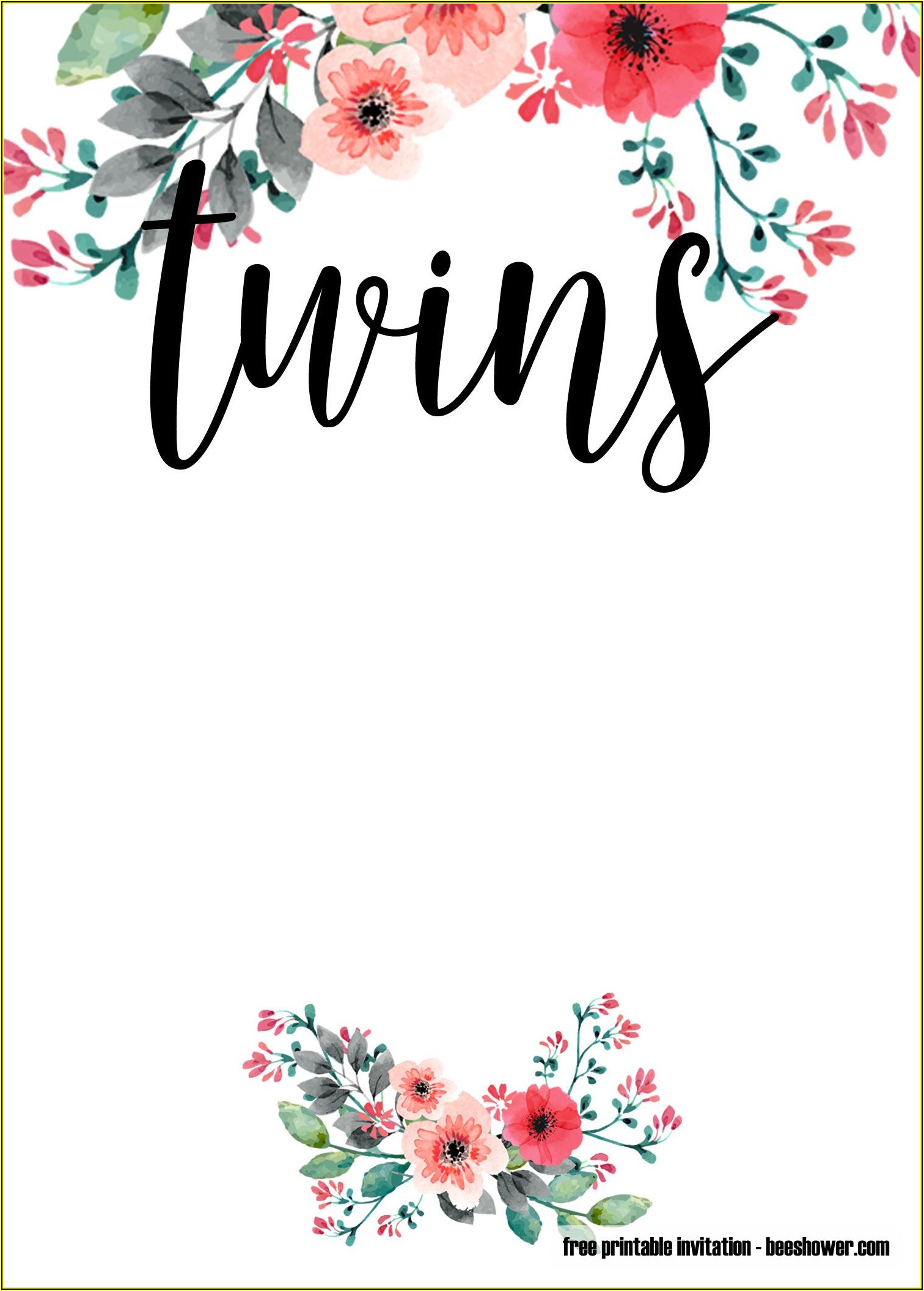 Free Twin Baby Shower Invitation Templates For Word