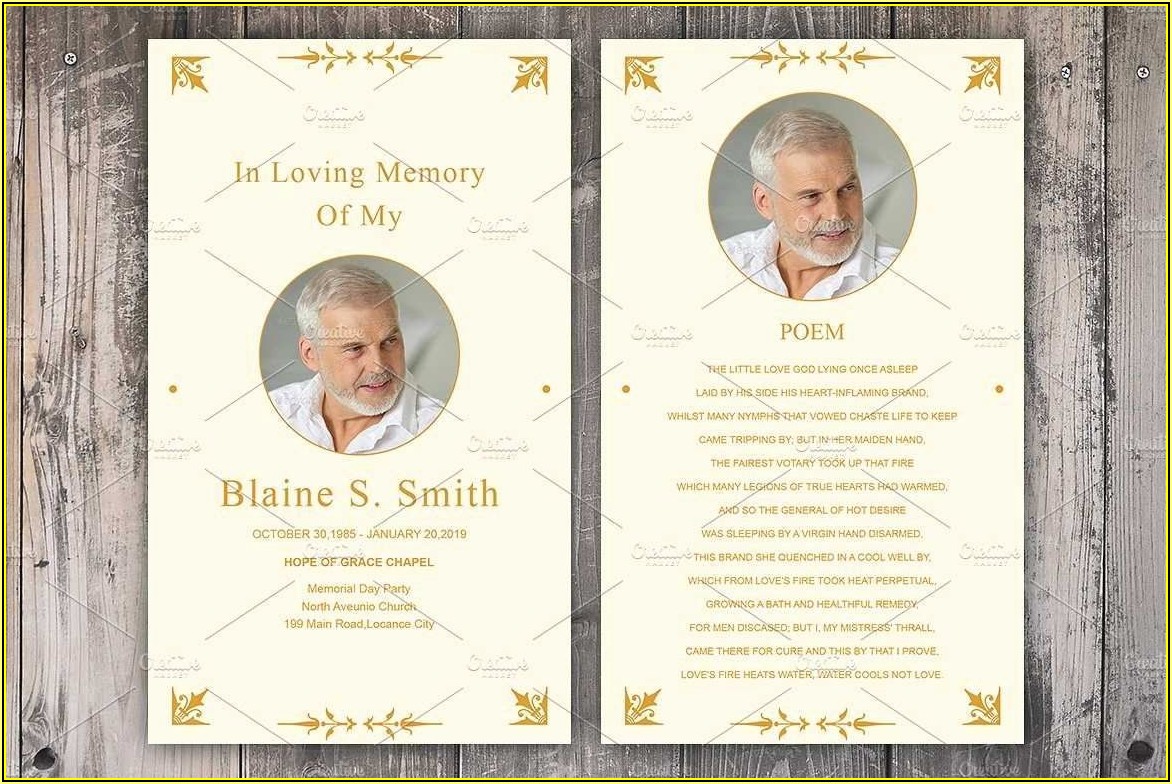 Funeral Memorial Prayer Cards Template