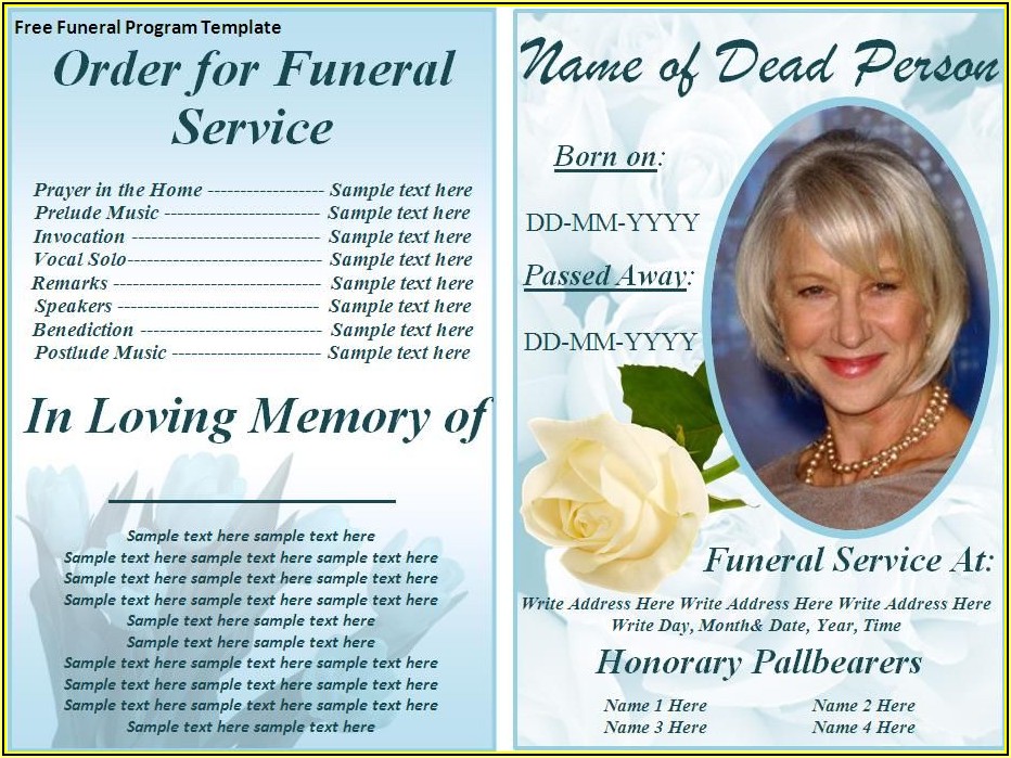 Funeral Program Template Free Word