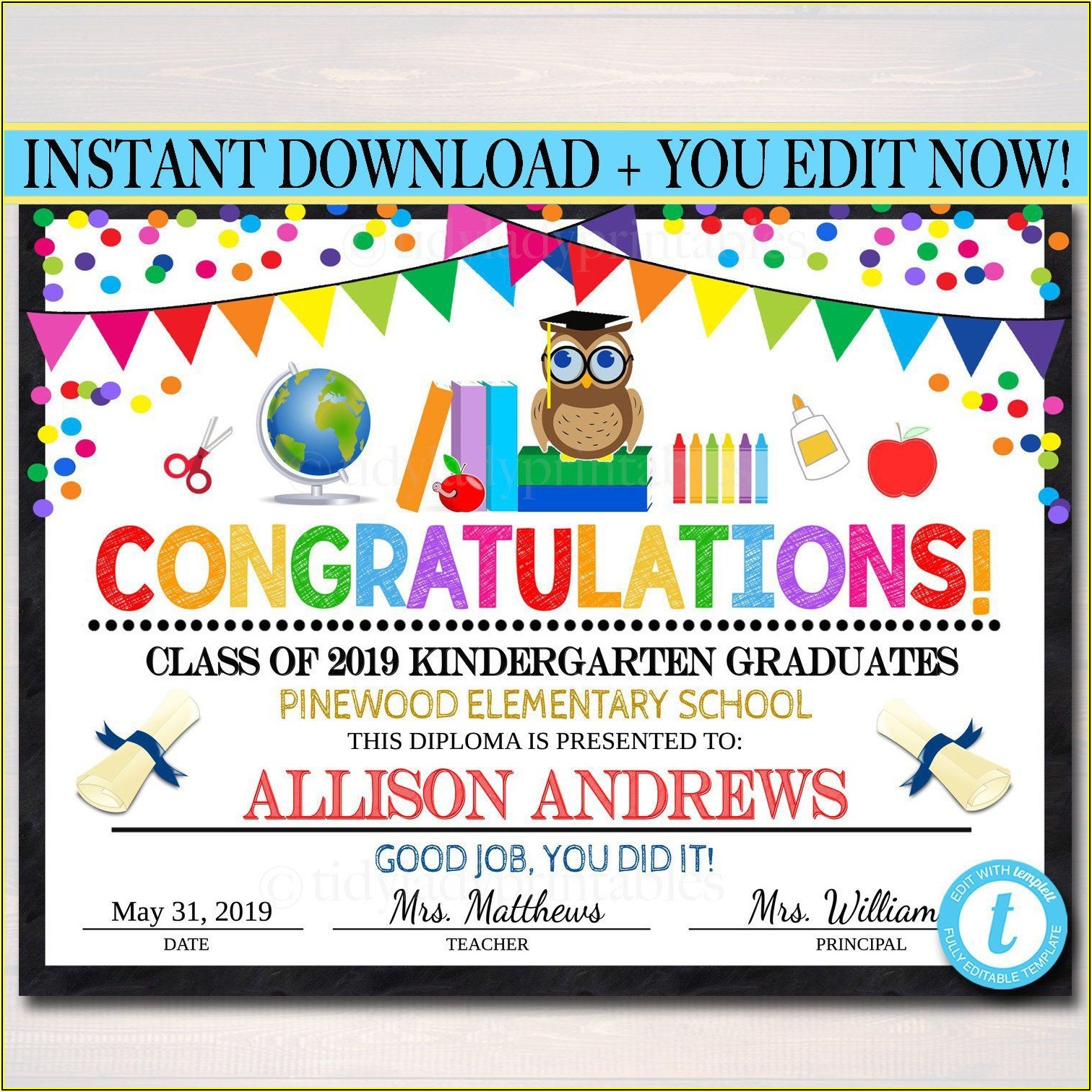 Graduation Certificate Template For Elementary School