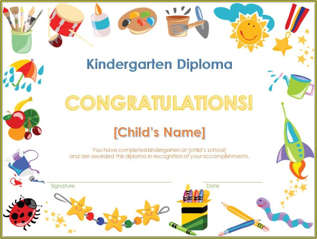 Graduation Certificates Templates For Kindergarten