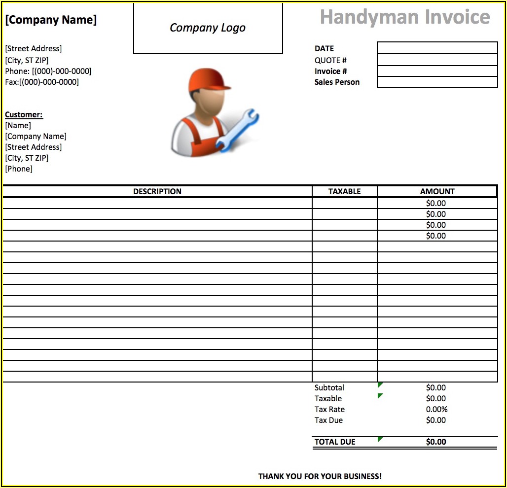 Handyman Invoice Example