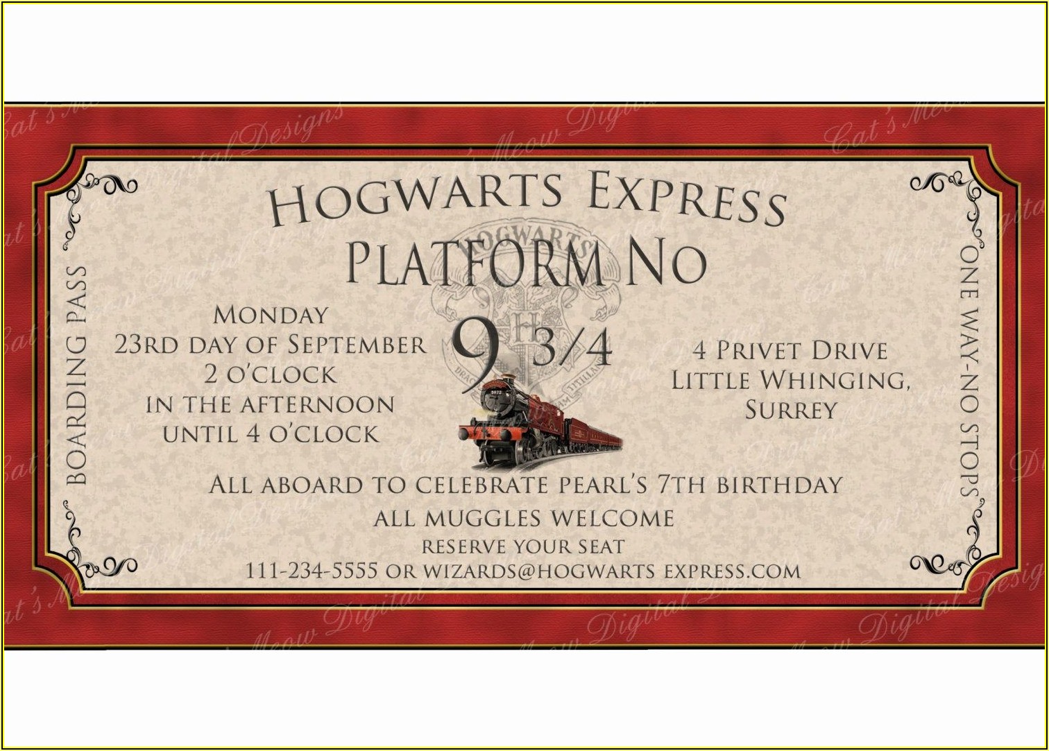Harry Potter Birthday Party Invitation Template