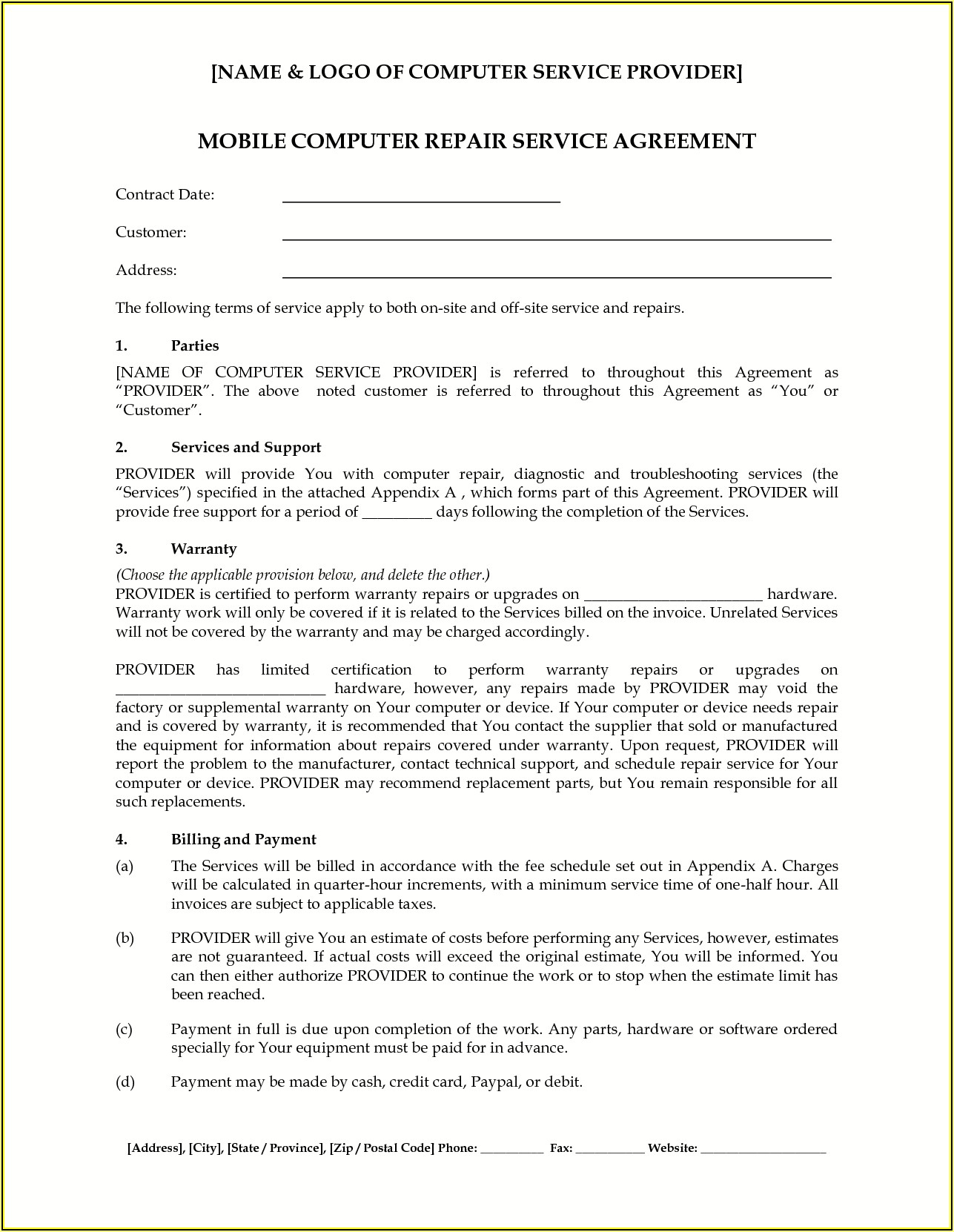 Home Improvement Contract Template New Jersey