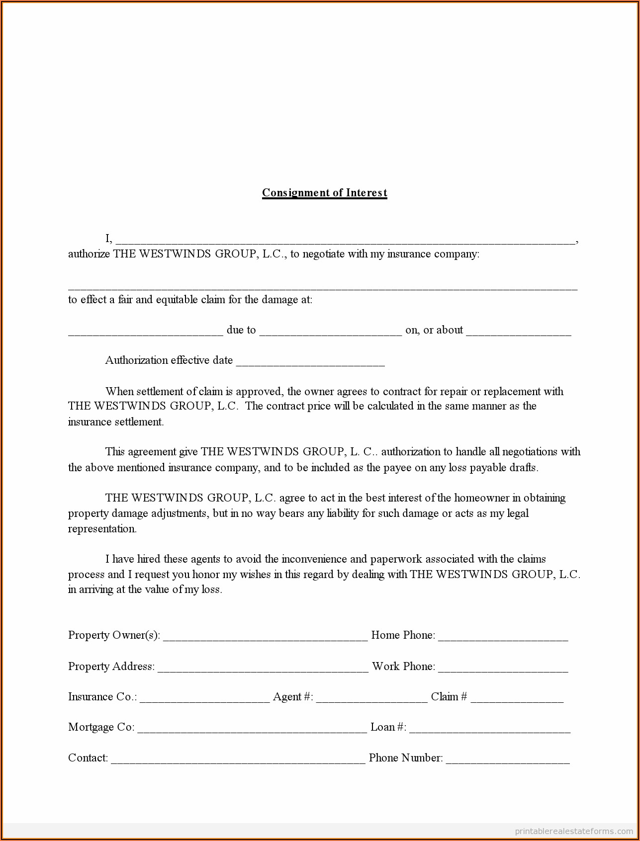 Homeowners Insurance Claim Form Template