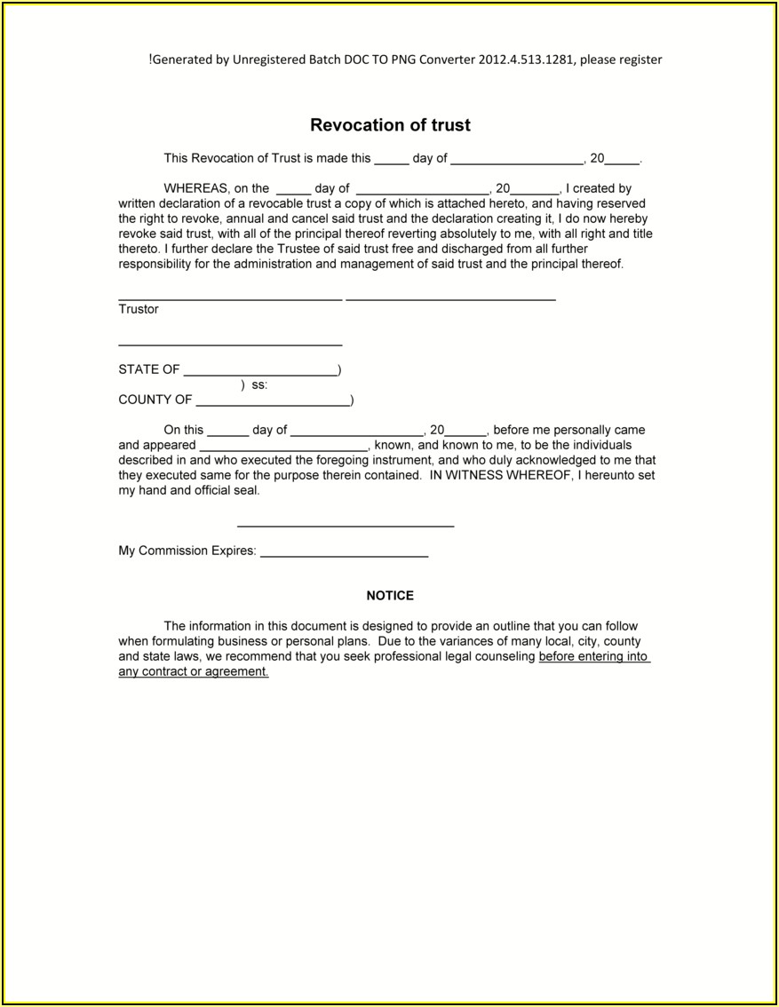 Free Printable Irrevocable Trust Template